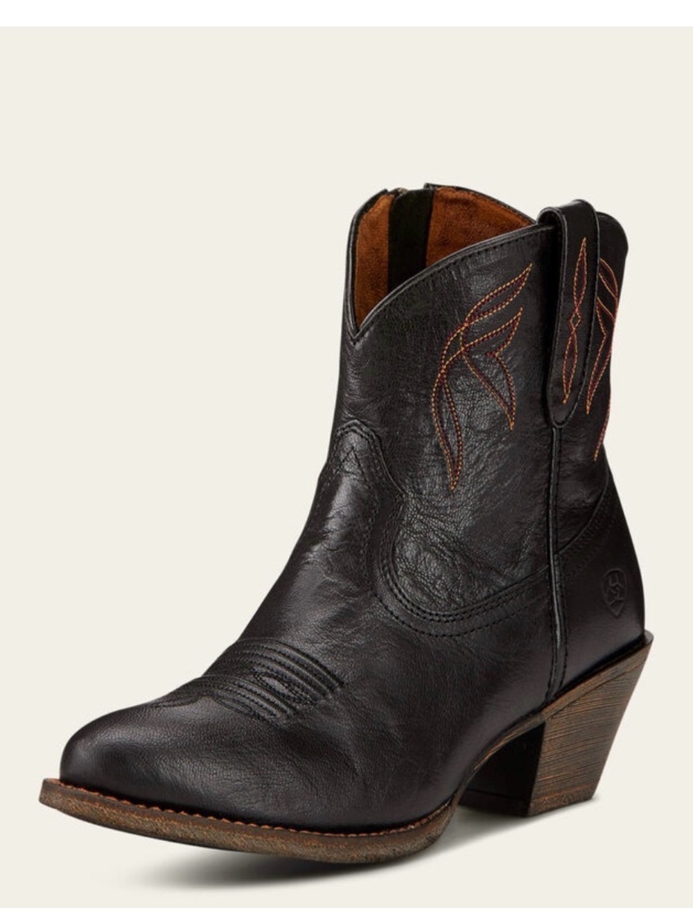Ariat Darlin Style Ankle Boots Black with Brown Stitching - Picture 2 of 8